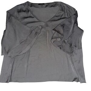 Lane Bryant Plus Size 22/24‎ Gray silver v Neck Bell Sleeve blouse Shirt Top